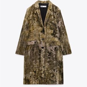 NWT Zara crushed velvet tie-dye duster jacket, size medium